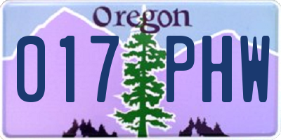 OR license plate 017PHW