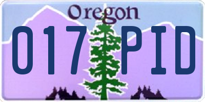 OR license plate 017PID