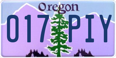 OR license plate 017PIY