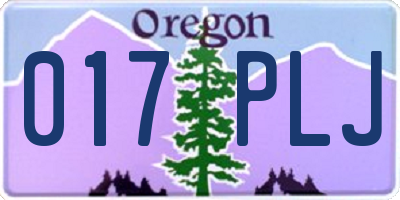 OR license plate 017PLJ