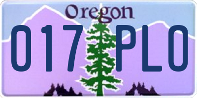 OR license plate 017PLO