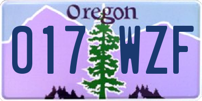 OR license plate 017WZF