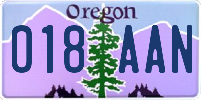 OR license plate 018AAN