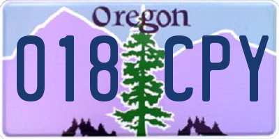 OR license plate 018CPY
