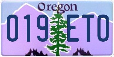 OR license plate 019ETO