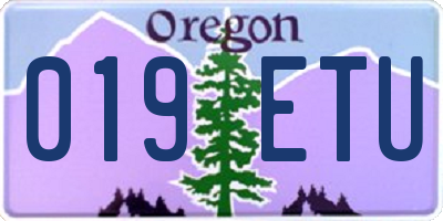 OR license plate 019ETU