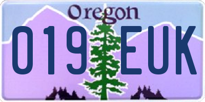 OR license plate 019EUK