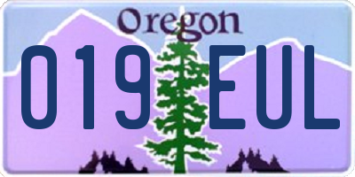 OR license plate 019EUL