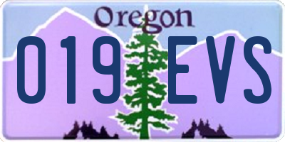 OR license plate 019EVS