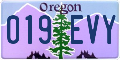 OR license plate 019EVY