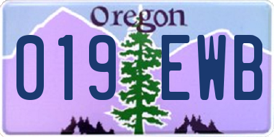 OR license plate 019EWB