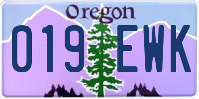 OR license plate 019EWK