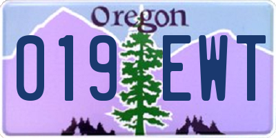 OR license plate 019EWT