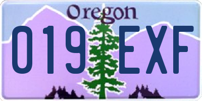 OR license plate 019EXF