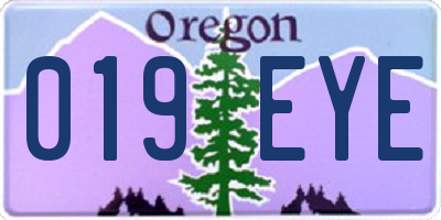 OR license plate 019EYE