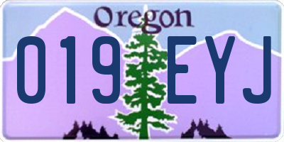 OR license plate 019EYJ