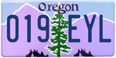 OR license plate 019EYL