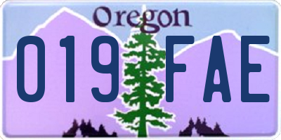 OR license plate 019FAE