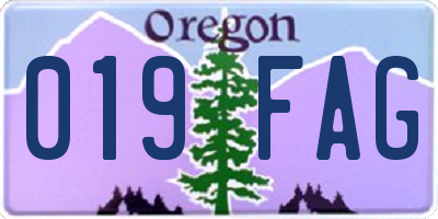 OR license plate 019FAG