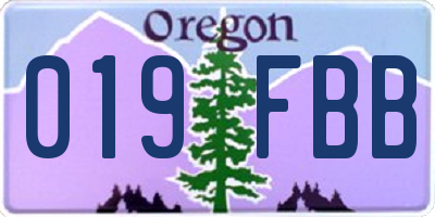 OR license plate 019FBB