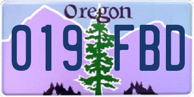 OR license plate 019FBD