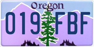 OR license plate 019FBF