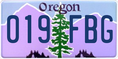 OR license plate 019FBG