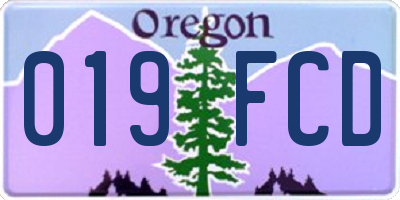 OR license plate 019FCD