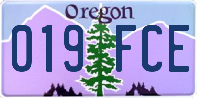 OR license plate 019FCE