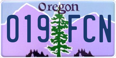 OR license plate 019FCN
