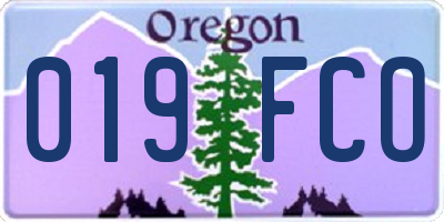 OR license plate 019FCO