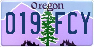 OR license plate 019FCY