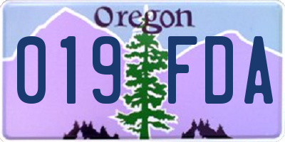OR license plate 019FDA