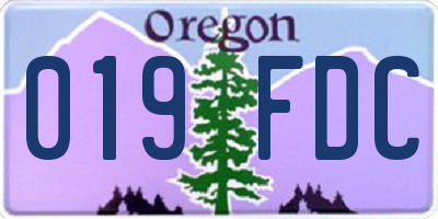 OR license plate 019FDC