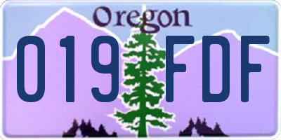 OR license plate 019FDF
