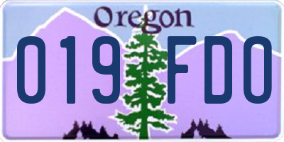 OR license plate 019FDO