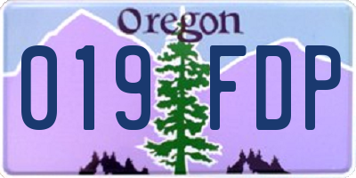 OR license plate 019FDP