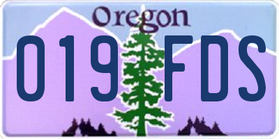 OR license plate 019FDS