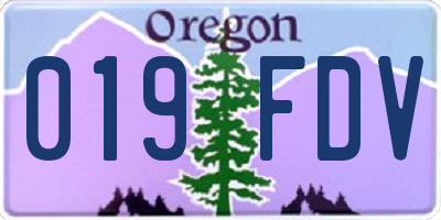 OR license plate 019FDV