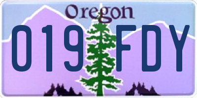 OR license plate 019FDY