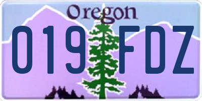 OR license plate 019FDZ