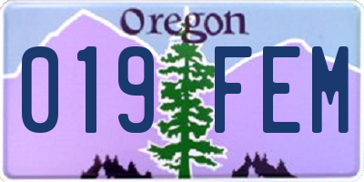 OR license plate 019FEM