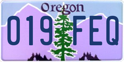 OR license plate 019FEQ