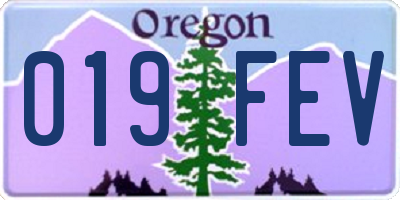 OR license plate 019FEV
