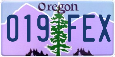 OR license plate 019FEX
