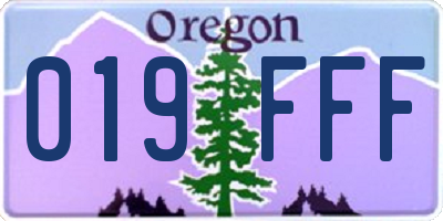 OR license plate 019FFF