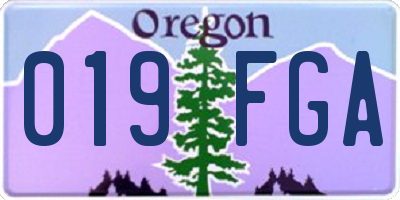 OR license plate 019FGA