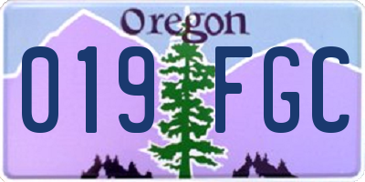 OR license plate 019FGC
