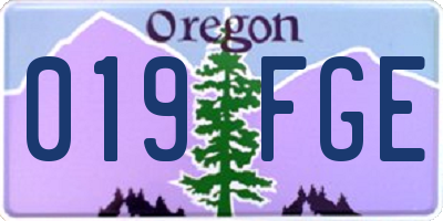 OR license plate 019FGE
