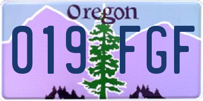 OR license plate 019FGF